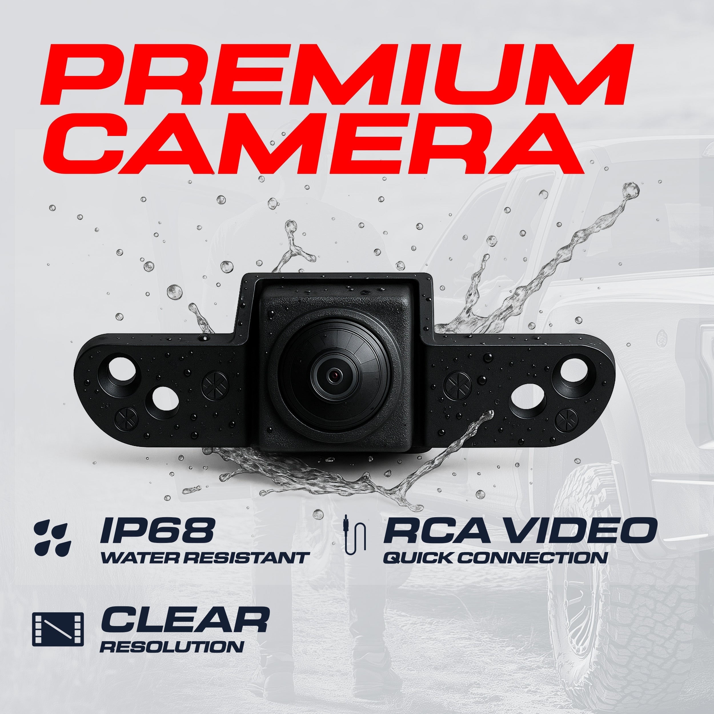 Ford F150, F250, F350, F450, F550 (2004-2016) Replacement Ford Emblem with Backup Camera