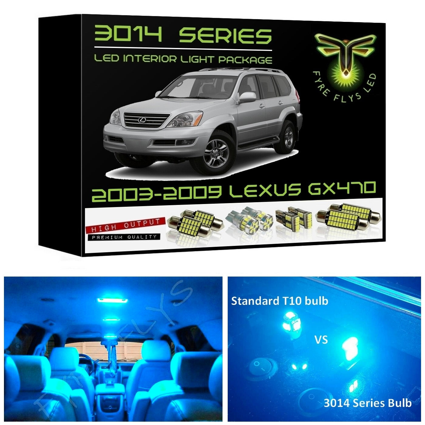2003-2009 Lexus GX470 Super Bright LED interior light kit 3014 Series